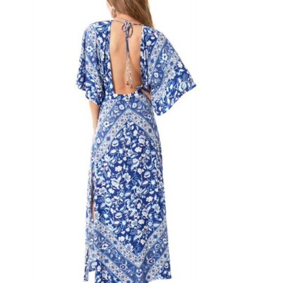 Spell Lolita Maxi Dress Cutout V-Neck High Silt Boho Bluebelle Floral Medium - Picture 7 of 12